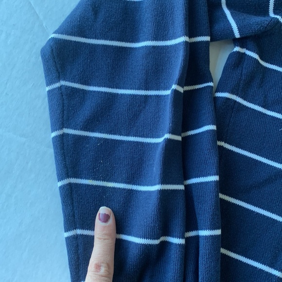 ERMENEGILDO ZEGNA - ZEGNA SPORT Navy & White Striped Sweater Quarter Zip Size L - Picture 7 of 14